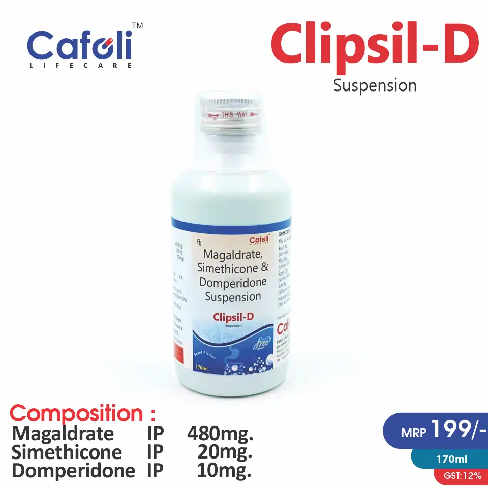 Magaldrate 480mg + Simethicone 20mg + Domperidone 10mg Suspension at Best Price in PCD Medical Pharma for Acidity & Indigestion Relief